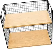 Generic Storage Rack Cabinet Kitchen Counter Shelf Monitor Riser Table Mug Shelf Optics for Home Bar Kitchen Shelf Under Shelf Basket Plate Office Desk Accessories Desk Shelf Wood Black