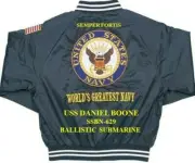 USS DANIEL BOONE SSBN-629 SUBMARINE EMBROIDERED SATIN JACKET (BACK ONLY)