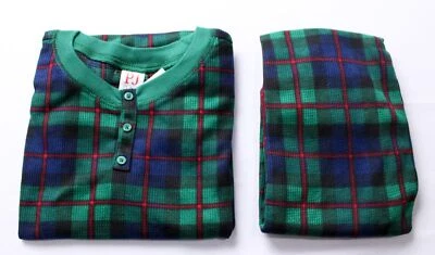 Pj Place Kids' Matching Family Plaid Thermal Henley Pajamas WR4 Green Size 10
