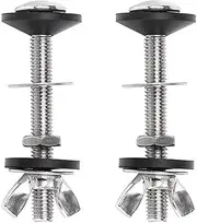 Qezodsx 2 Pack Toilet Tank to Bowl Bolt Kits Cistern Bolts Kit, Steel Toilet Pan Fixing Fitting with Double Gaskets