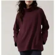 Athleta Small Cozy Karma Funnel Neck Sweatshirt Spiced Cabernet NEW! #466846