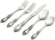 Oneida Louisiana 45 Piece Fine Flatware Set 18/10 Stainless Steel, Service for 8, Silver