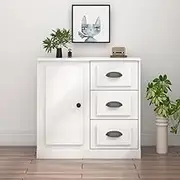 Dining Storage Sideboard High Gloss White 70x35.5x67.5 cm Engineered Wood