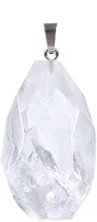 JUST IN STONES Natural Clear Quartz Gemstone Faceted Freeform Healing Crystal Reiki Chakra Pendant Pendulum/Necklace