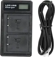 Black Battery Charger, Double Charge USB Charging Base, for Travel Camera Battery