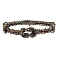 在飛比找Yahoo奇摩購物中心優惠-GUCCI 925純銀復古黃銅色繩結造型壓釦金屬手鐲/手環(