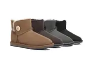 AUSTRALIAN SHEPHERD® UGG Boots Double Face Sheepskin Wool Mini Button - Chocolate / AU Ladies 4 / AU Men 2 / EU 35
