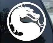 Mortal Kombat Dragon Logo - Vinyl 4" (Color: White) Decal Laptop Tablet Skateboard car Windows Sticker