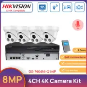 Hikvision 4CH POE NVR 4K Home Security CCTV System 8MP MIC POE IR Camera HDD Kit