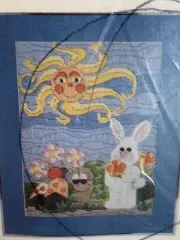 Vtg 1982 Artcraft Concepts Tortoise & Hare Long-stitch Crewel Kit Bunny Rabbit