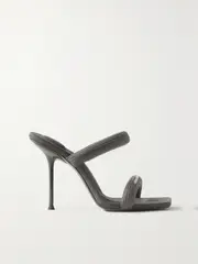 [ALEXANDER WANG] ALEXANDER WANG - Julie Logo-print Webbing Mules - Gray - IT36.5 IT 36.5 Gray