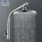 ACA 8" Rain Shower Head Set Gooseneck Wall Arm Set Bathroom Chrome Round Swivel