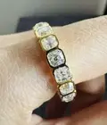 4 mm Asscher Cut Moissanite Wedding Band Square Eternity Band Stacking Gold Ring