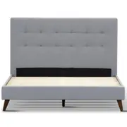 Volga Queen Bed Platform Frame Fabric Upholstered Mattress Base - Grey