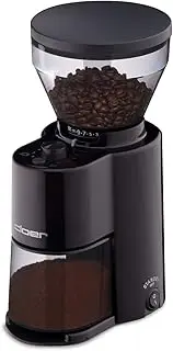 Cloer 7520 Electric Coffee Grinder with Stainless Steel Cone Grinder, 2-12 Cups, 300g Coffee Beans, 150W, Adjustable Grinding, Black, Stainless Steel Grinder