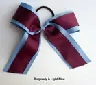SCHOOL COLOUR HAIR ACCESSORY CHEER BOW LARGE PONYTAIL ELASTIC TIE NETBALL SPORT