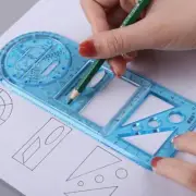 Multifunctional Geometric Ruler Plastic Circle Ellipse Drawing Ruler(Blue) AU