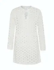 Platypus Australia Girls Eyelet Tunic Dress in White - Age 8