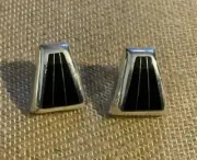 Vintage Sterling Post Black Onyx Inlay 925 Mexico Triangle Deco Modern Design