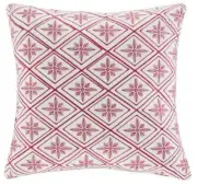 Natori Cherry Blossom Embroidered Throw Pillow in Red Bed Living Room 16x16"