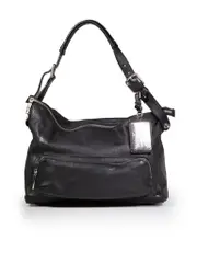 Black Leather Buckle Strap Shoulder Bag