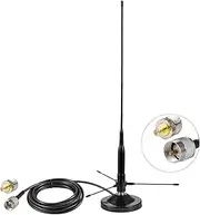 Vehicle Car Mobile Ham Radio GMRS Soft Whip Antenna with Ground Plane Kit, UHF VHF 136-174MHz 400-470MHz 2meter 70CM Magnetic Base Mount Antenna with PL259 Male/SMA Female Connector