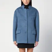 [GUCCI] Wool blend mélange aviator jacket 42 IT Light blue