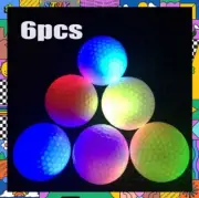 6Pcs Sports LED Golf Balls Glow In The Dark Night Light Up Luminous Random Color