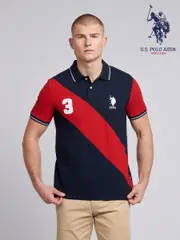 U.S. Polo Assn. Blue Mens Sash Pique 100% Cotton Polo Shirt (F61819) | $138