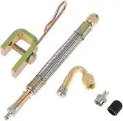 X AUTOHAUX 1 Set 45 Degree Copper Tire Valve Extension with Flexible Stainless Steel 125mm Tyre Valve Inflation Adapter for Car Motorcycle RV Truck Bike