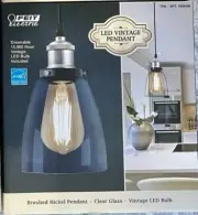 Feit Electric Dimmable LED Vintage Pendant Light Brushed Nickel