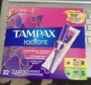Tampax Tampons Radiant Duo-Pack 32 Count (18 Regular 14 Super)