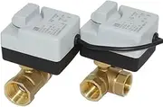 Brass Motorized Ball Valve 3-Wire Two Control Electric Actuator AC220V 3 Way /2 Way DN15 DN20 DN25 DN32 DN40 with Manual Switch(DN25,3 Way)