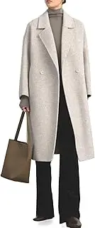 [XMZFQ] Womens Trench Coat Winter Loose Camel Wool Blend Long Jacket with Double Breasted, Notched Lapel, Calf Length - Chic Cold Weather Outerwear