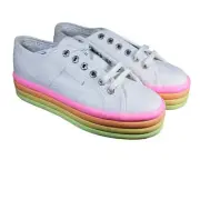 SUPERGA 2790 Candy Sneaker in Hot Pink Multi 6/36 Rainbow Platform Shoes