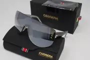 Carrera Sunglasses Flaglab12 79D Unisex Silver Black Shield 99mm W/Case NEW!