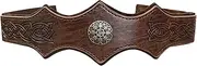 HiiFeuer Medieval Embossed Faux Leather Headpiece, Retro Renaissance Adjustable Headband, Cosplay Costume Accessories