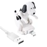 Fun Humping Dog Charger Cable Relieve Stress Efficient Quick Charging Smart Chip Type-C/8-Pin/Micro USB Charger Cord White Apple