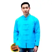 Cotton Thai Traditional Shirt Men Ligth Blue Thailand Sleeve Size Chiang Mai Pat