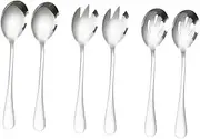 Gatuida 1Set Stainless Steel Salad Utensils Includes Salad Forks Solid Spoons Slotted Serving Spoons Easy to Clean for Restaurants and Buffets