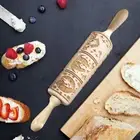 Christmas Wooden Embossing Rolling Pin Engraved Baking Cookies Cake Roller HQ