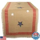 DII 4th of July Tabletop Collection, Table Runner, 14x108, Patriotic Jute
