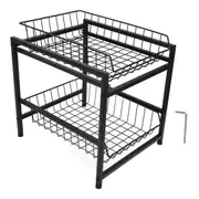 2 Layer Kitchen Storage Shelf Sliding Cabinet Basket Multipurpose Cabinet Drawer Organizer