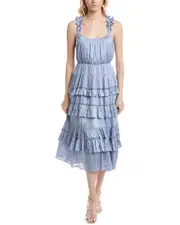 ASTR the Label Satin Tiered Midi Dress