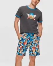 NEW PETER ALEXANDER SONIC THE HEDGEHOG TOP & SWEAT SHORTS PJ SET XL RRP$139.90