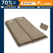 Self Inflating Mattress Camping Sleeping Mat Air Bed Double Set Coffee Out -COX2