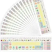 36 Pcs Self Adhesive Name Tags Students Desks Name Plates Multipurpose Manuscript Nameplate with Multiplication Fractions Alphabet Left/Right Place Value for Back to School Supplies 14 x 4Inch(Pastel)