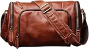 [CANLOT] Vintage Crossbody Bag Genuine Leather Men's Shoulder Messenger Man Bags for 9.7Inch
