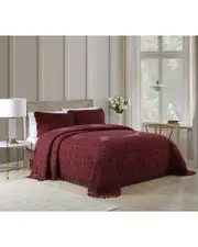 Beatrice Home Fashions Medallion Chenille Bedspread Twin Burgundy