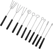 COLLBATH 10Pcs Stainless Steel Chocolate Dipping Fork Baking Tools with Comfortable Handles for Candy Decorating and Fondue Parties